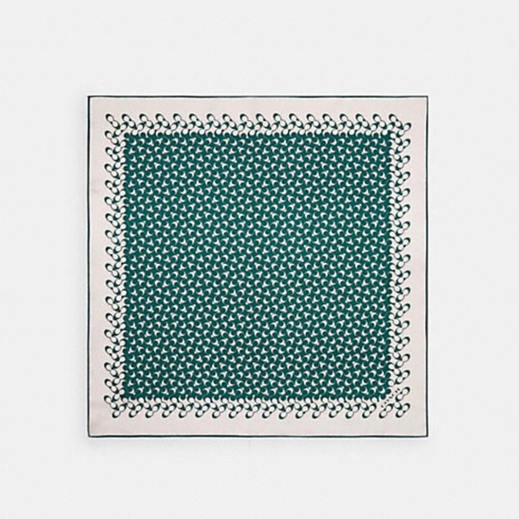 Last Piece!!!!Bright Jade Signature Silk Square Scarf from Coach - Picture 2 of 3